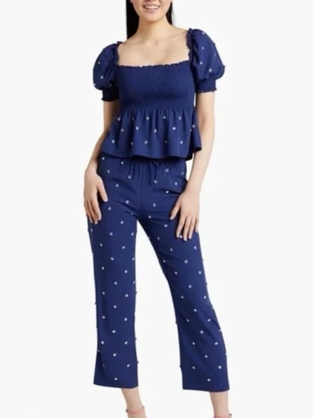 Hill House Jewel Jammie Navy Rhinestone Set Sz S